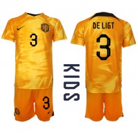 Nederland Matthijs de Ligt #3 Fotballklær Hjemmedraktsett Barn VM 2022 Kortermet (+ korte bukser)